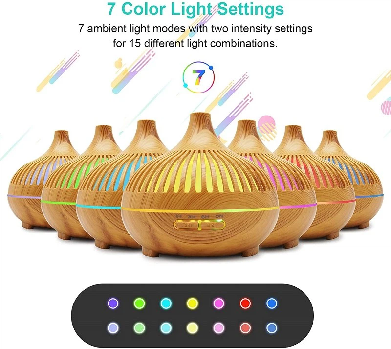 Difusor Aroma Colores LED Ultrasónico Esencial Rondon-7