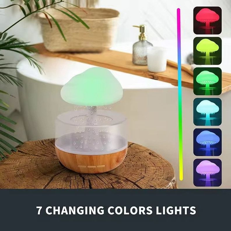 Humidificador Nube Lluvia Dormitorio Relajante Luz Agua Jer-1