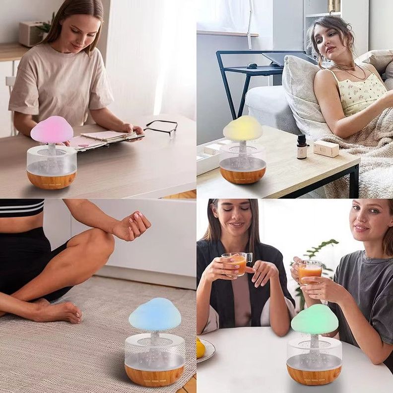 Humidificador Nube Lluvia Dormitorio Relajante Luz Agua Jer-2