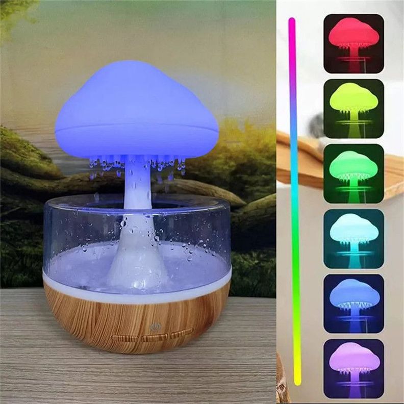 Humidificador Nube Lluvia Dormitorio Relajante Luz Agua Jer-4