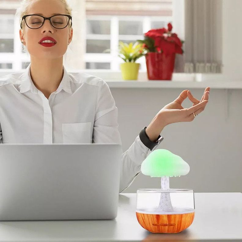 Humidificador Nube Lluvia Dormitorio Relajante Luz Agua Jer-6