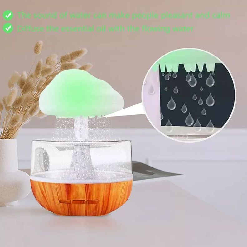 Humidificador Nube Lluvia Dormitorio Relajante Luz Agua Jer-9