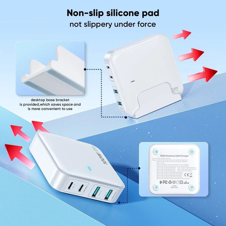 Cargador USB C Estación Carga USB 4 Puertos Portatil Rondon -5