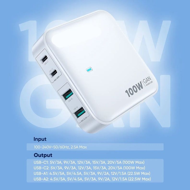 Cargador USB C Estación Carga USB 4 Puertos Portatil Rondon -6