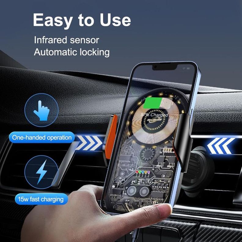 Soporte Teléfono Celular Automovil Inalambrico Carga Rondon-4