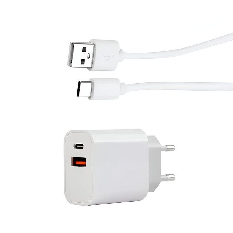 Cargador Adaptador 45W USB A USB C Carga Rapida Lau Blanco