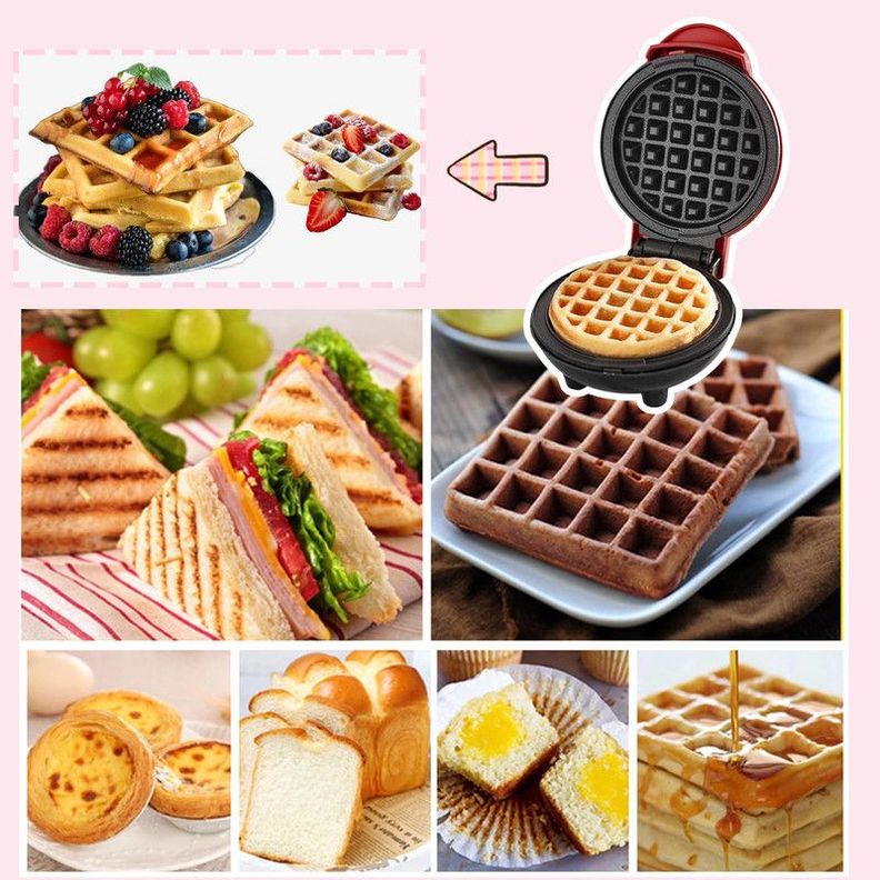 Wafflera Mini Gofres Mini Plancha Antiadherente Cocina Lau-4