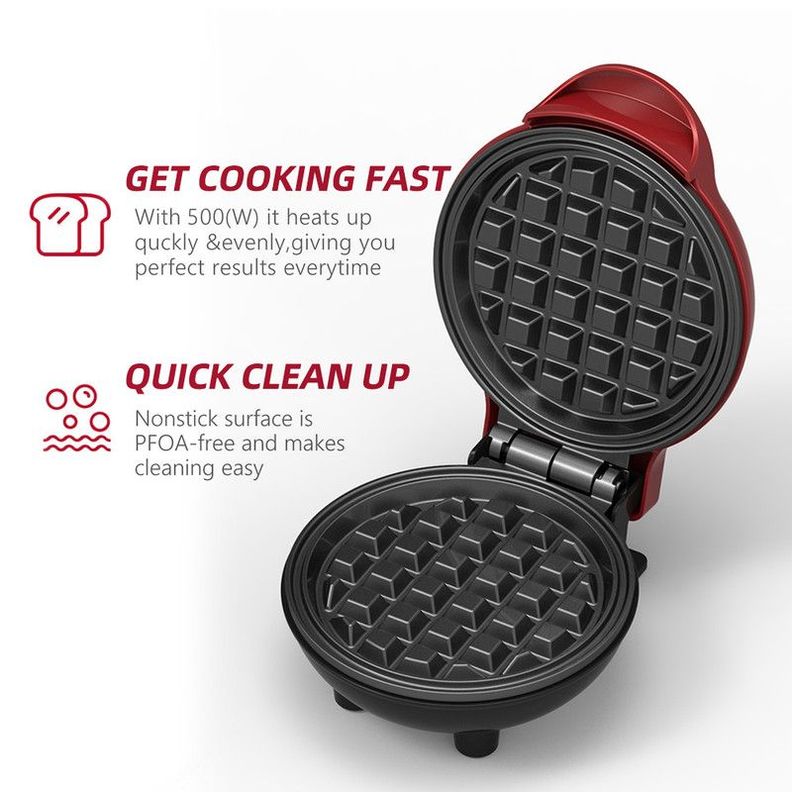 Wafflera Mini Gofres Mini Plancha Antiadherente Cocina Lau-5