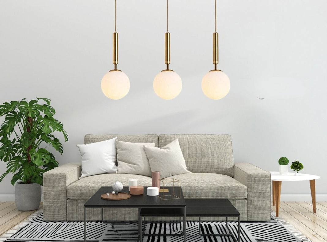 Lámpara Colgante Techo Globo Cristal Moderna 3 Esferas Jhn-1