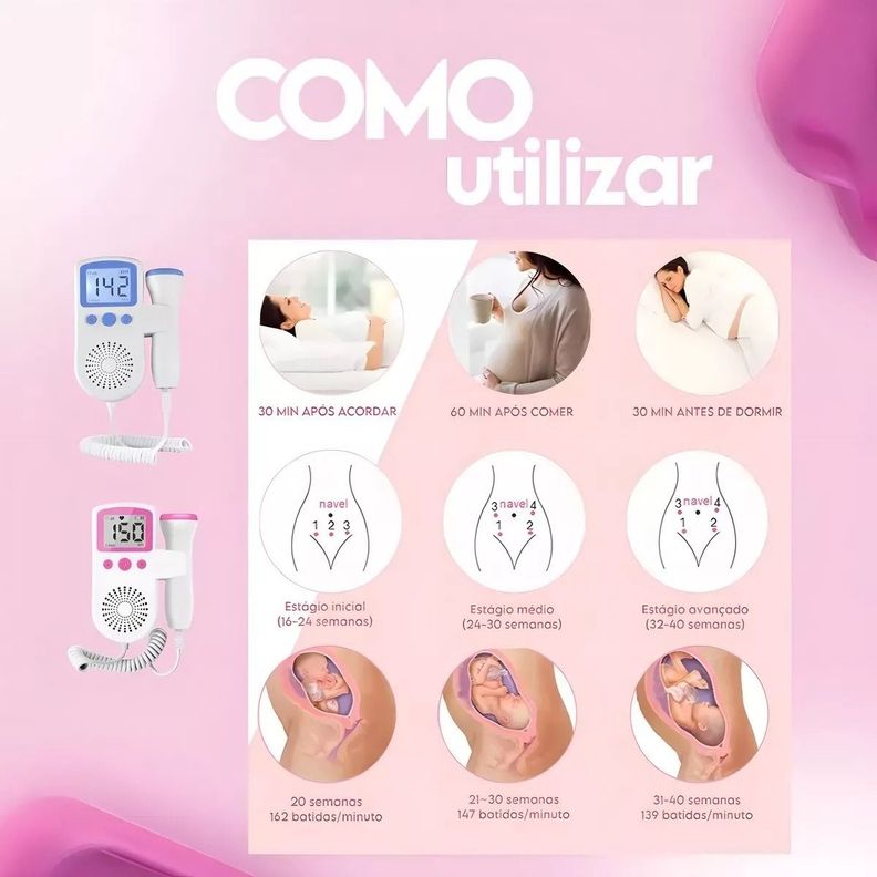 Ecógrafo Doppler Fetal Portátil Latidos Corazón Bebé Jhn-8
