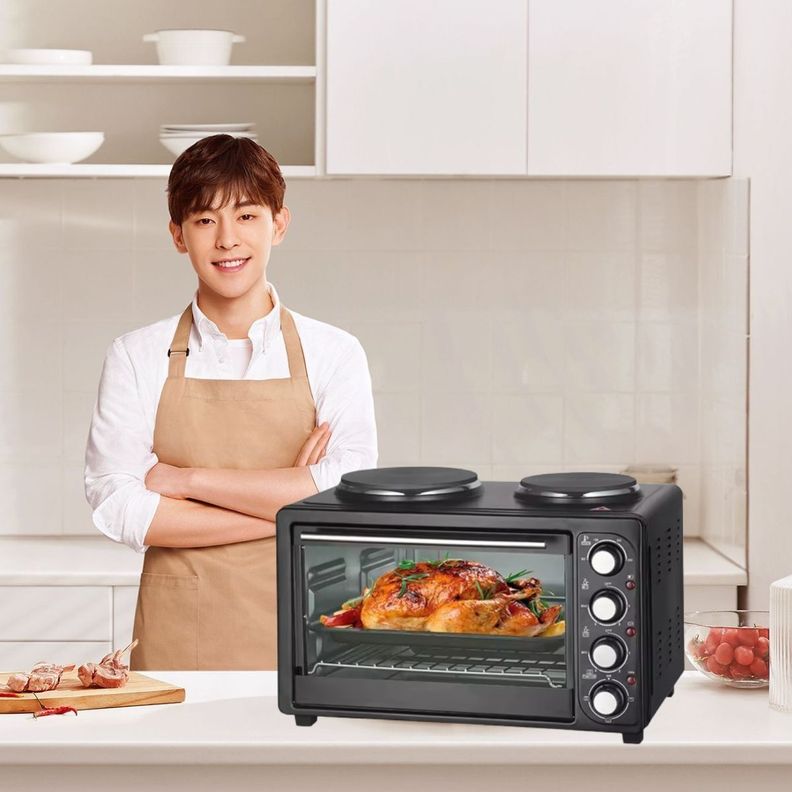 Horno Eléctrico 2en1 Doble Hornalla Convección Grill Jhn-5