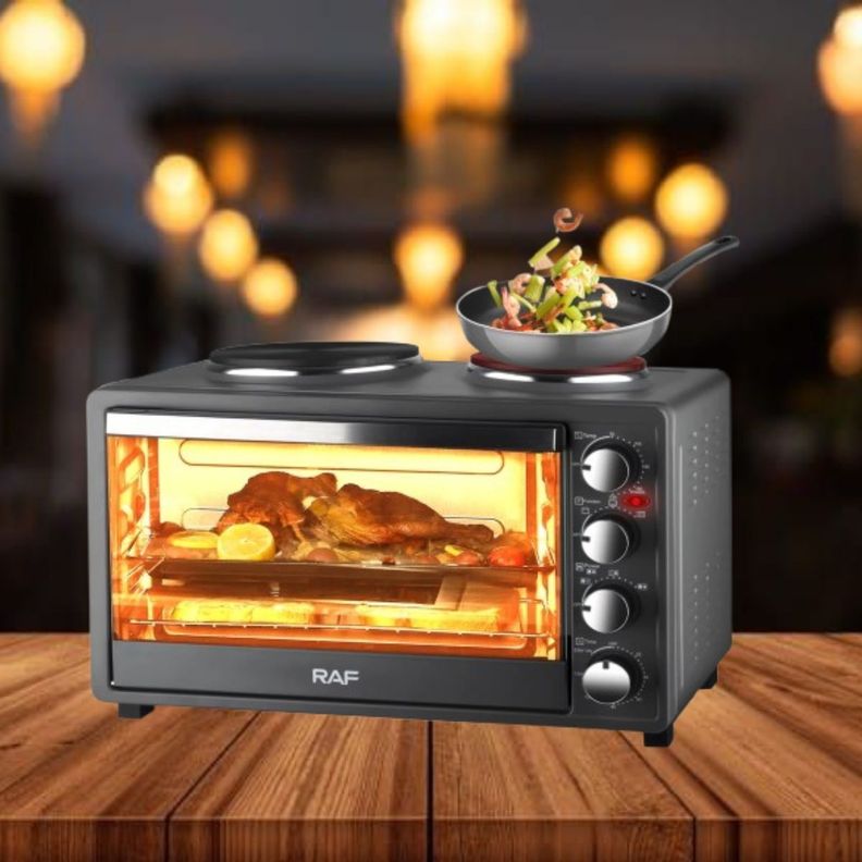Horno Eléctrico 2en1 Doble Hornalla Convección Grill Jhn-8