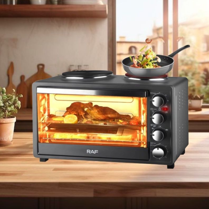 Horno Eléctrico 2en1 Doble Hornalla Convección Grill Jhn-9