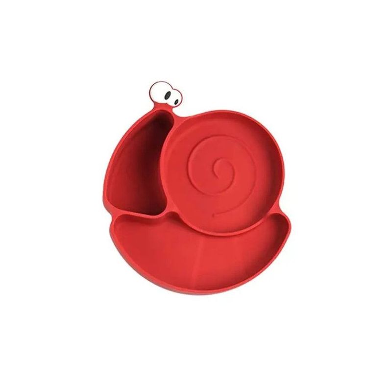 Plato Bebes Antideslizante Silicona Ventosa Caracol Rondon-4
