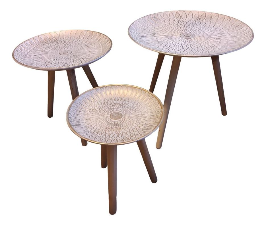 Set 3 Mesas Centro Nordica Mandala Decorativa Redonda Jhn Surtido