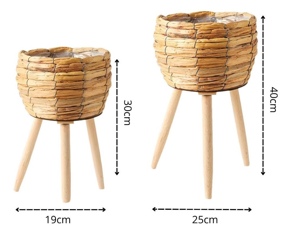 Set Macetas Decorativas Tejido Paja Plantas Flores Jhn-9