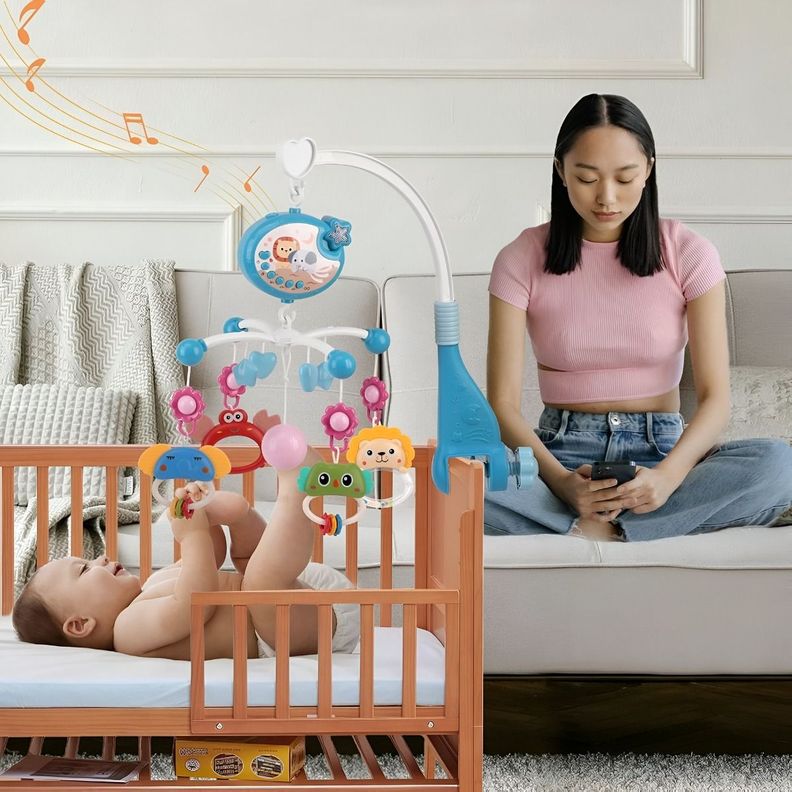 Móvil Bebé Cuna Juguetes Música Luces Carrusel Portátil Jhn-4