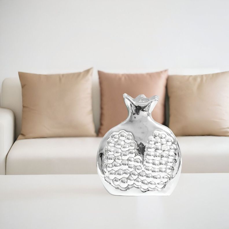 Set 3 Escultura Figura Fruta Decoración Mesa Plateado Jhn-4