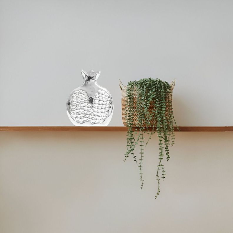 Set 3 Escultura Figura Fruta Decoración Mesa Plateado Jhn-5