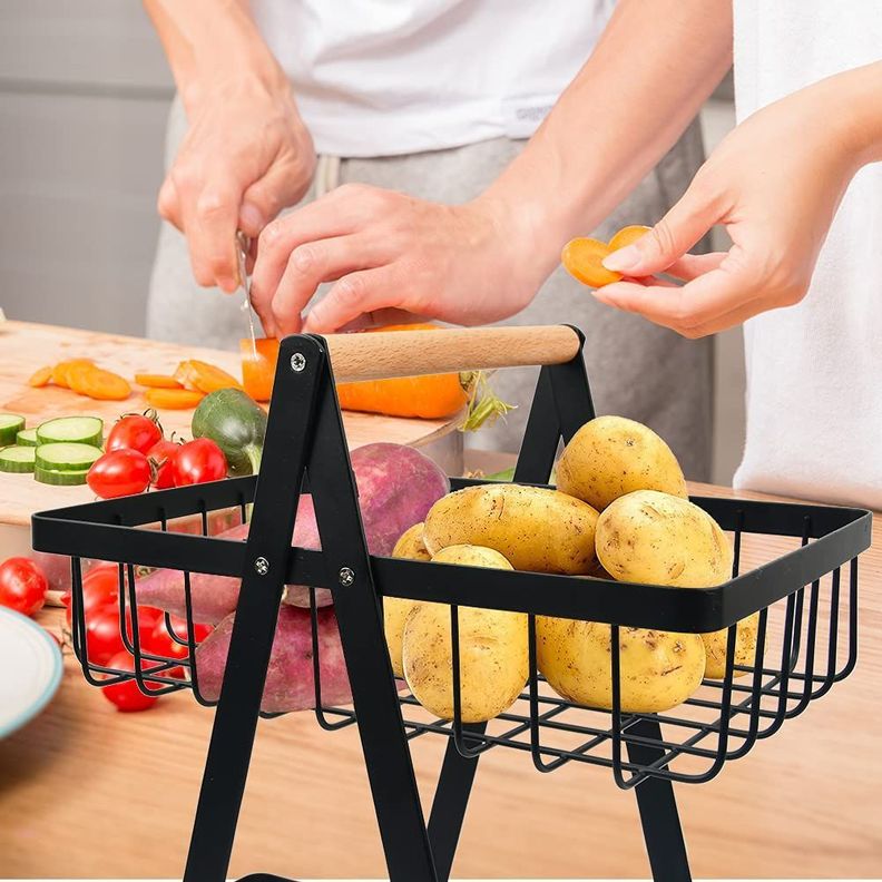 Cesta 2 Nivel Fruta Soporte Cuenco Bandeja Mostrador Rondon-1