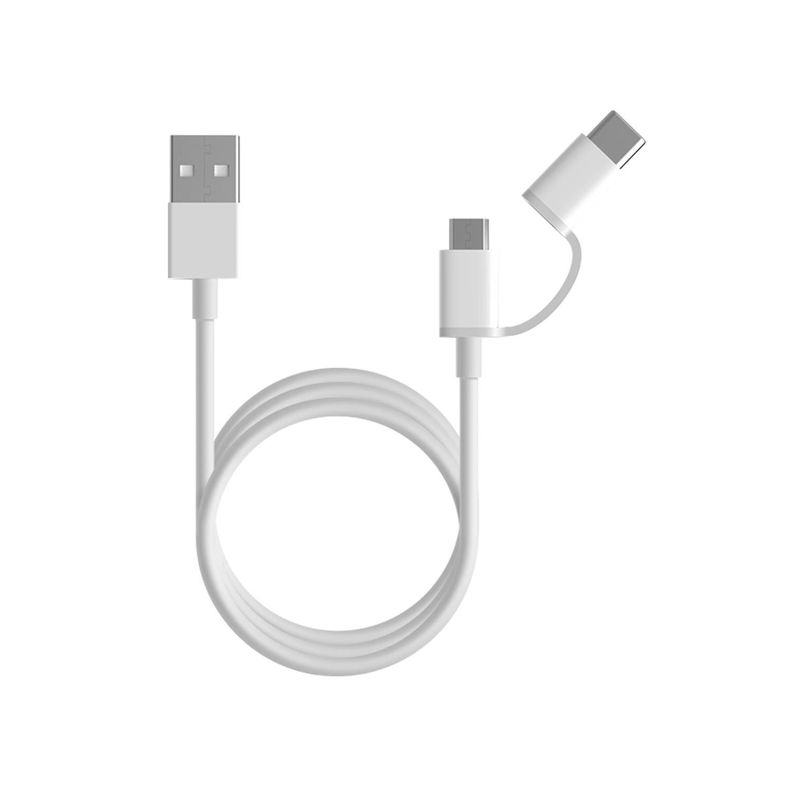 Cable Xiaomi Mi 2-in-1 Micro USB y Type-C, 1 metro, Color Blanco-0