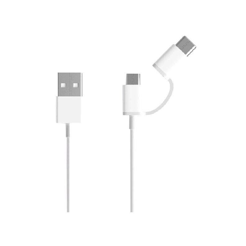 Cable Xiaomi Mi 2-in-1 Micro USB y Type-C, 1 metro, Color Blanco-1
