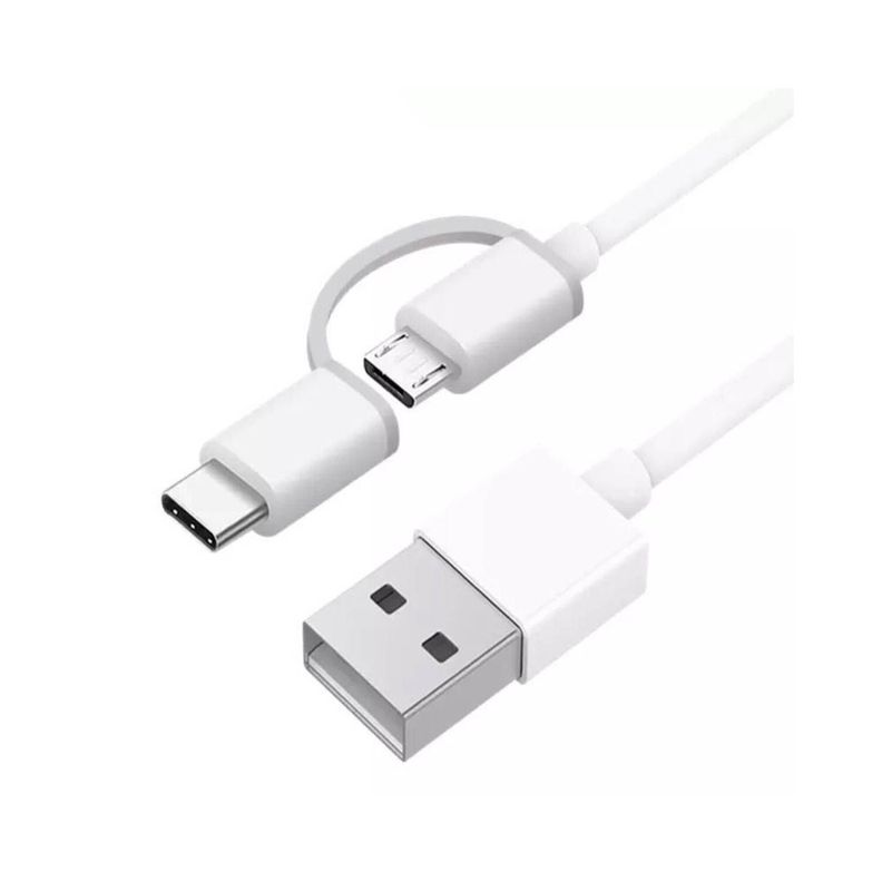 Cable Xiaomi Mi 2-in-1 Micro USB y Type-C, 1 metro, Color Blanco-2