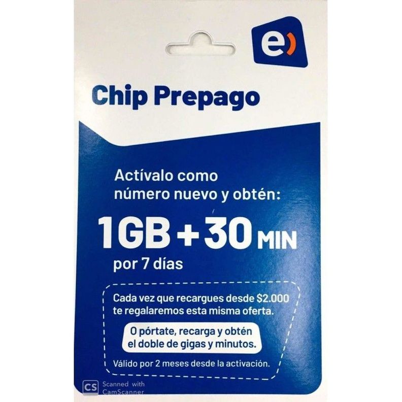 Pack 5 Chip Entel de 30 Min + 1GB en internet-1
