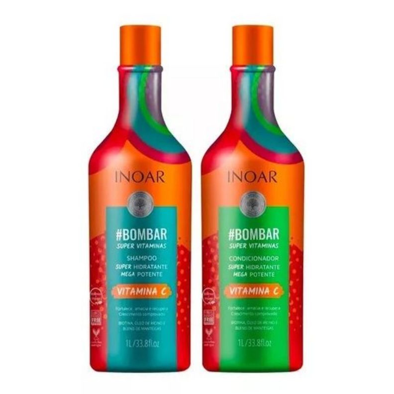 Set Bombar Shampoo Y Acondicionador  Inoar 1LT-0