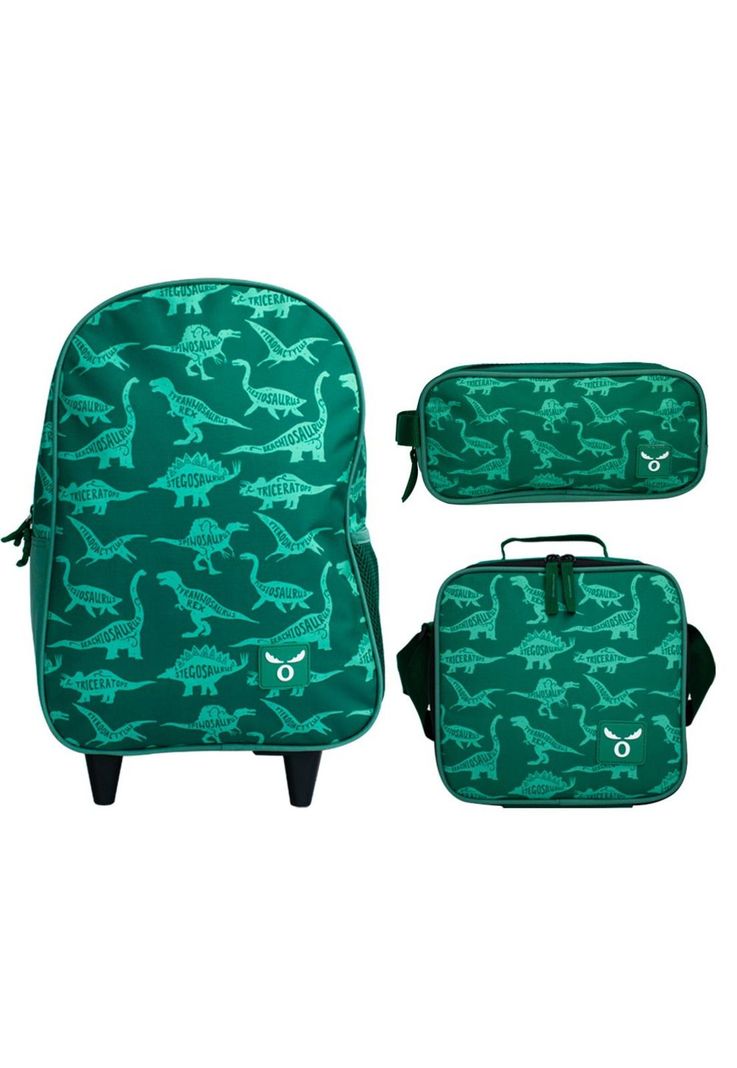 Pack Escolar Moose Dino Kids Lonchera + Maleta + Estuche Verde-0