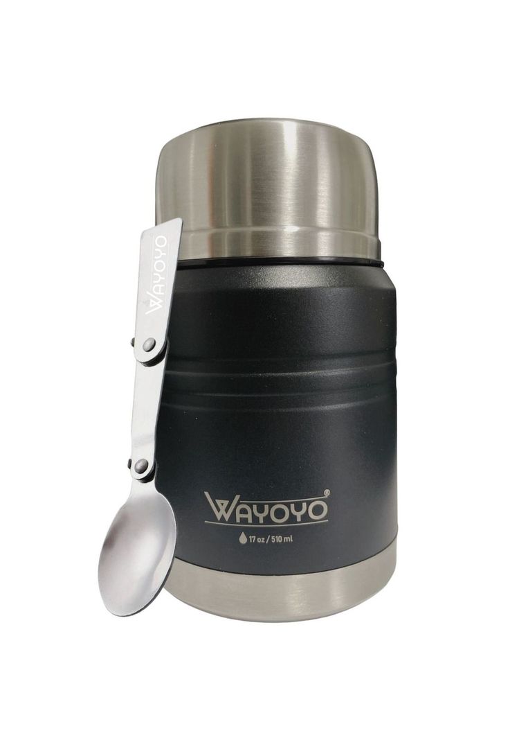 Tarro Termo Comida Acero Inoxidable Wayoyo 510 Ml Negro-0