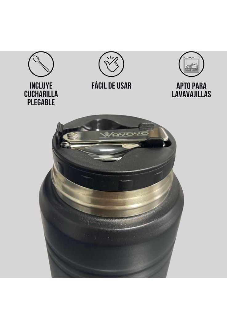 Tarro Termo Comida Acero Inoxidable Wayoyo 510 Ml Negro-3