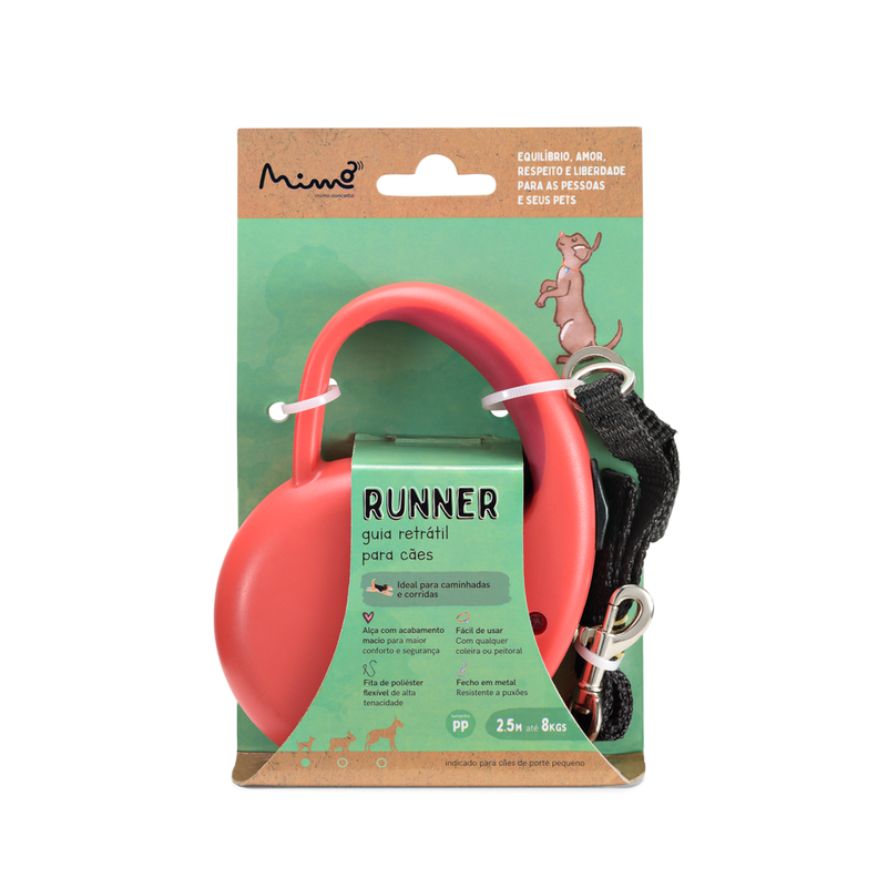Correa Retractil Perro Mimo P 3 Mt 8kg Roja PP031-2