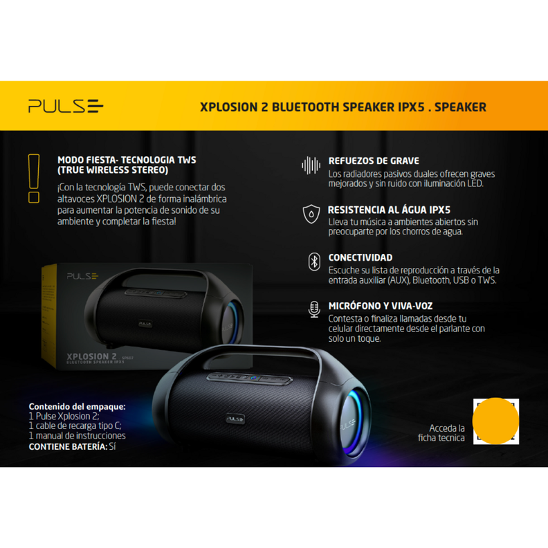 Parlante Pulse Bazooka Xplosion 2 Led SP607-2