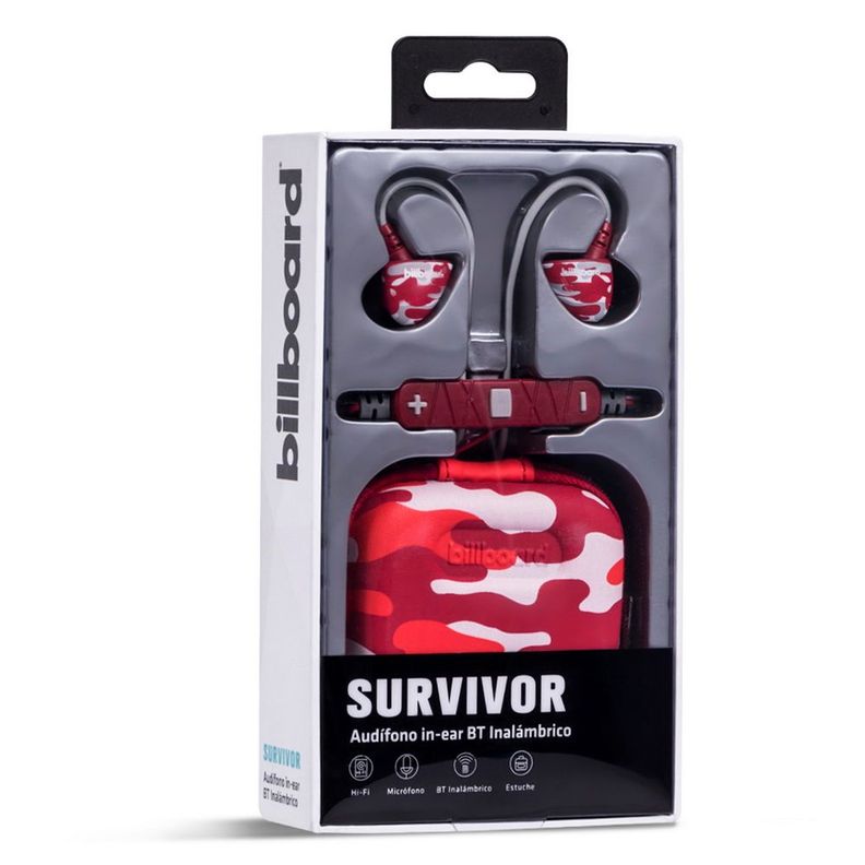 Audifono Bluetooth Billboard In Ear Survivor Rojo-4