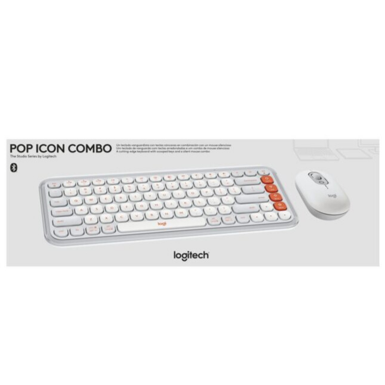 Combo Teclado + Mouse Inalam Pop Icon Logitech Blanco Esp-4