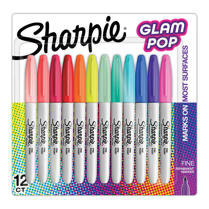 Set 12 Marcadores Permanete Sharpie Glam Pop 12 Col P Fina-0