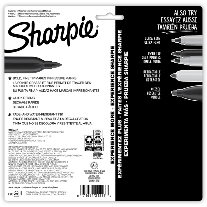Set 12 Marcadores Permanete Sharpie Glam Pop 12 Col P Fina-1