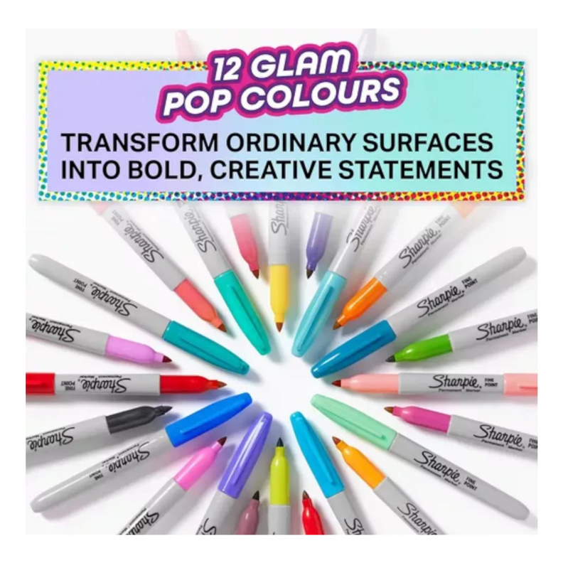Set 12 Marcadores Permanete Sharpie Glam Pop 12 Col P Fina-2