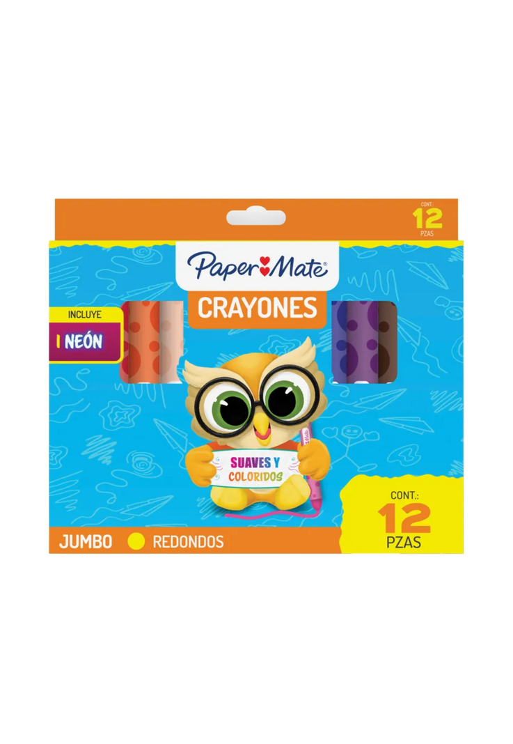 Crayones Lapices de Cera Redondos 12U PaperMate Azul