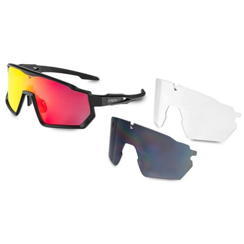 Kit 3 Lentes Ciclismo Atrio Uv400 Rojo/Negro Bi233-1