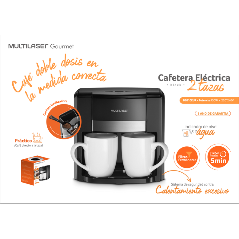 Cafetera Electrica Multi con 2 Tazas BE010-2