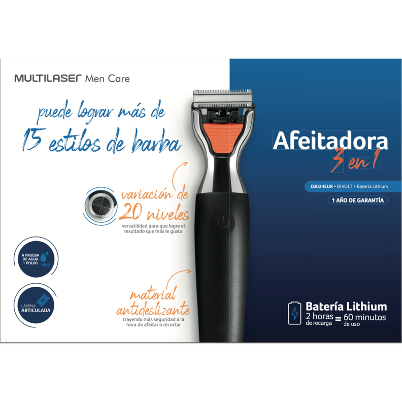 Afeitadora Inalambrica Multilaser 3 en 1 EB024-2
