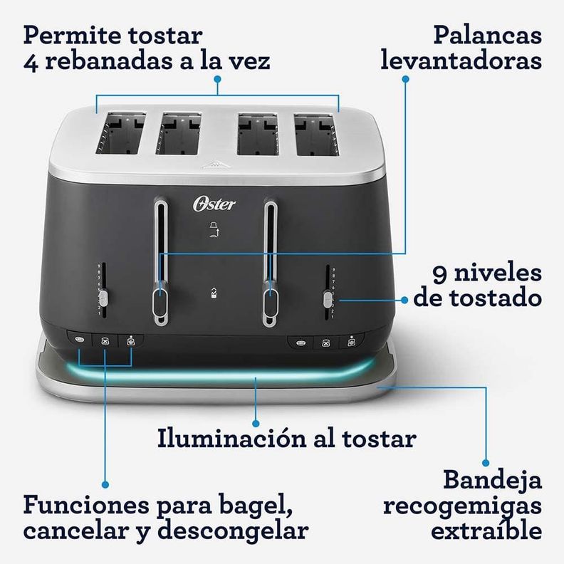 Tostador Oster Premium 4 Rebanadas Negro-2