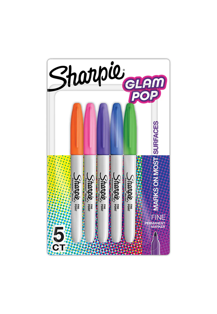 Set 5 Plumones Marcadores Sharpie Glam Pop Punta Fina Perma Blanco