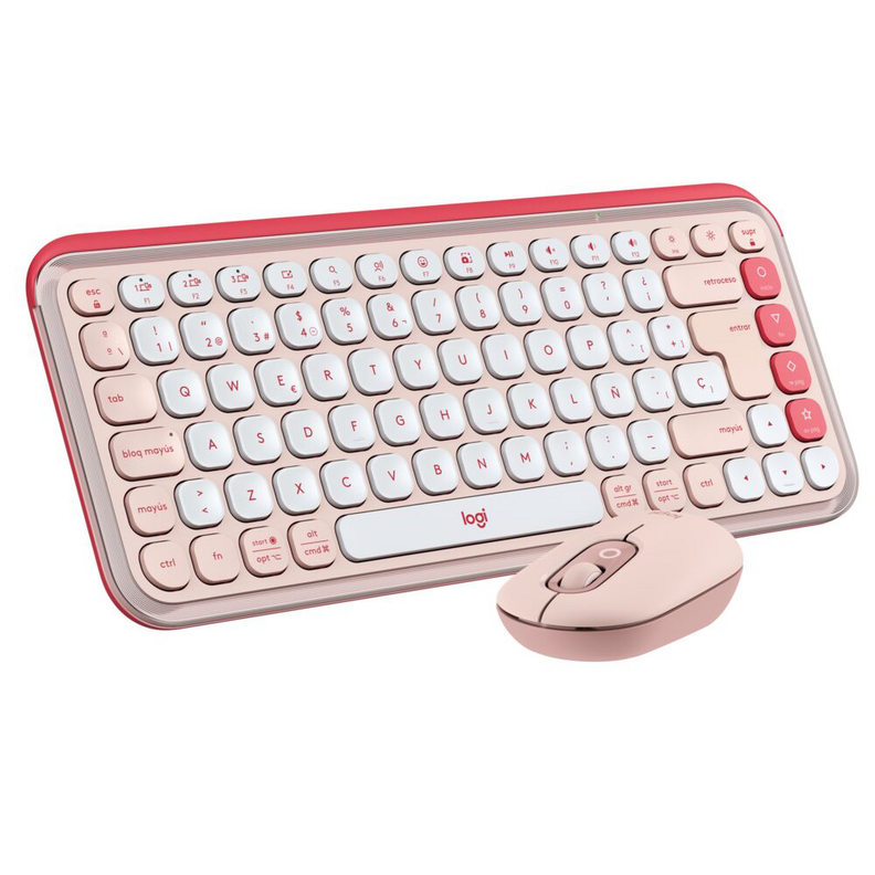 Combo Teclado + Mouse Inalam Pop Icon Logitech Rosa Esp-3
