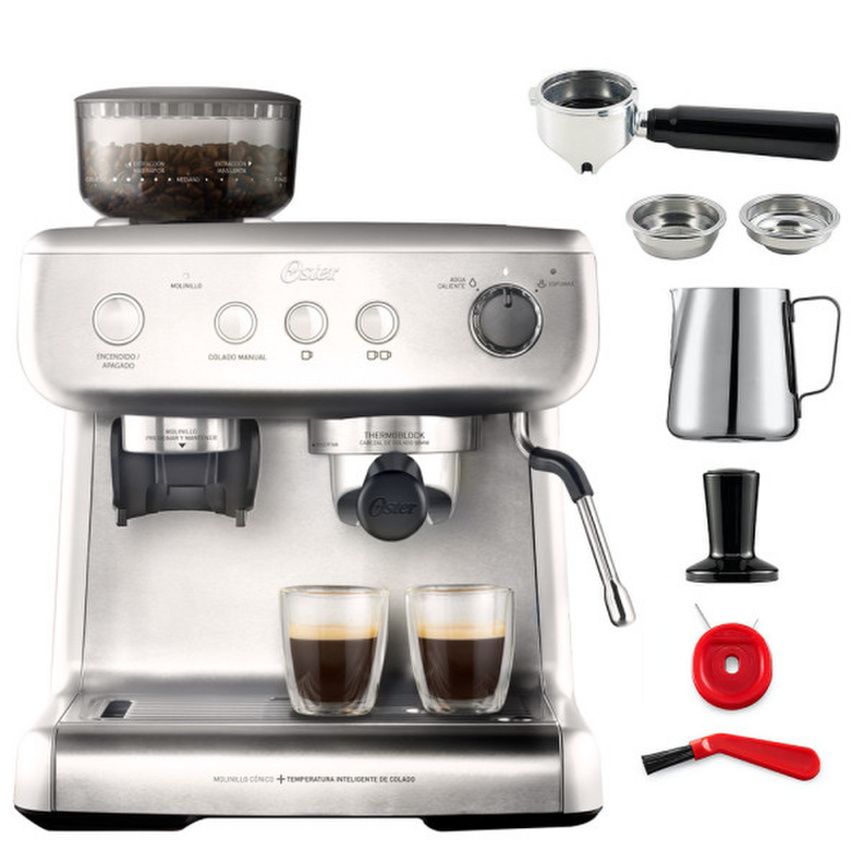 Cafetera Oster Perfect Brew 15 Bar con Molinillo Gris-7