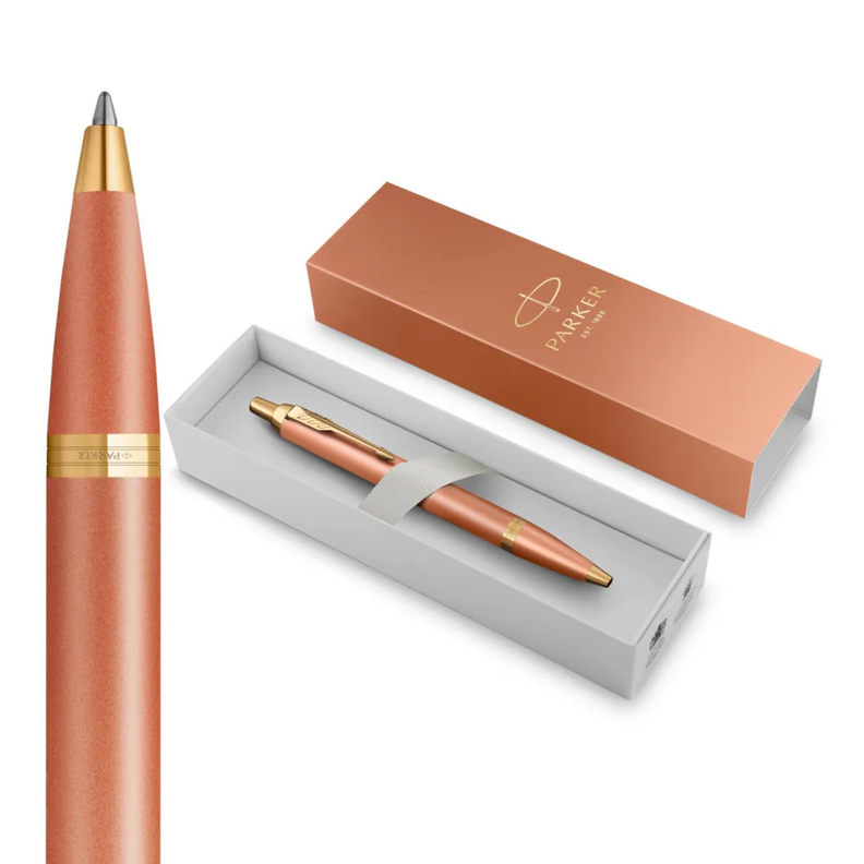Bolígrafo Parker IM Writing Rituals Naranja Med Tinta Azul-0