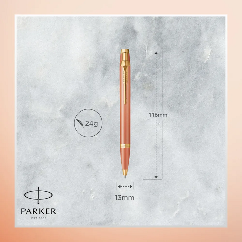 Bolígrafo Parker IM Writing Rituals Naranja Med Tinta Azul-2