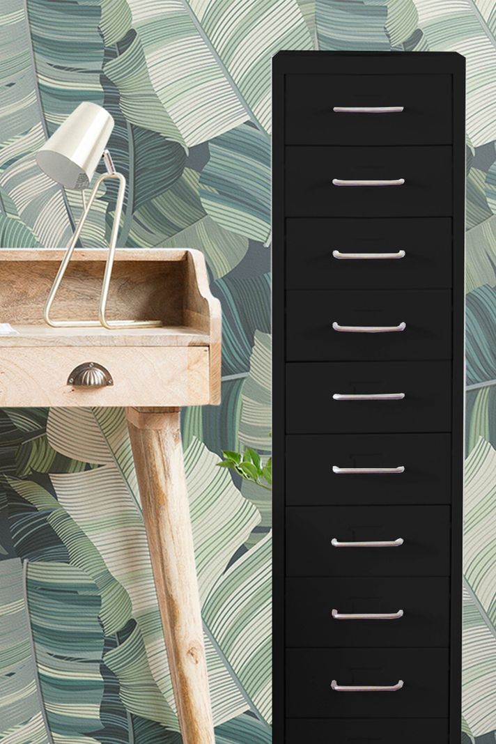 Cajonera Metálica 10 cajones con Ruedas Negra-3